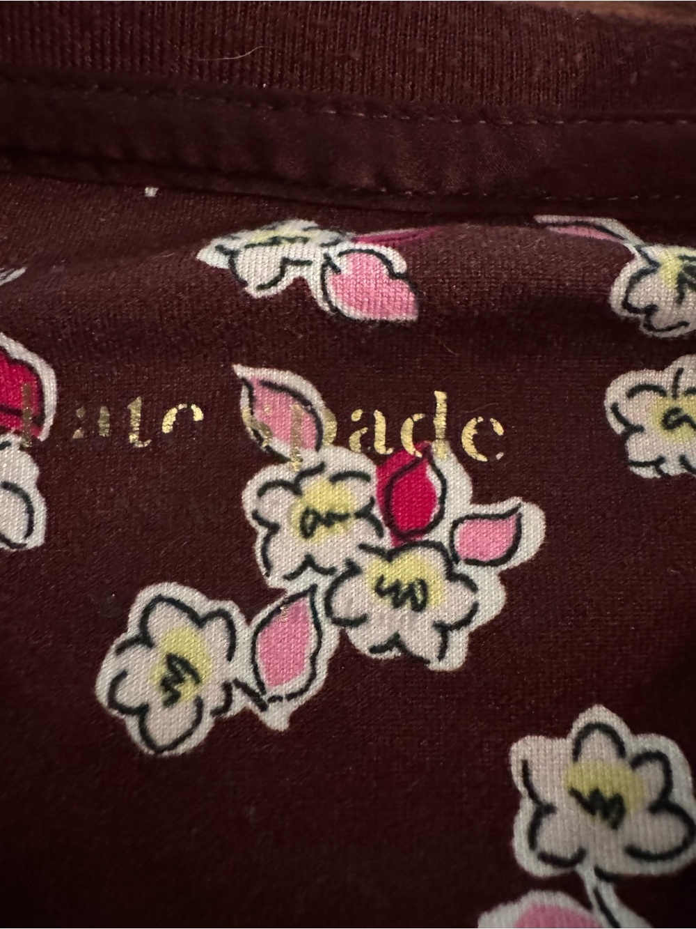 kate spade Burgundy Floral Sleep Set with Pink and Cream Accents - Picture 2 of 4